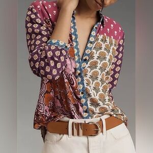 Faux Anthropology Button Down Blouse - Size Large